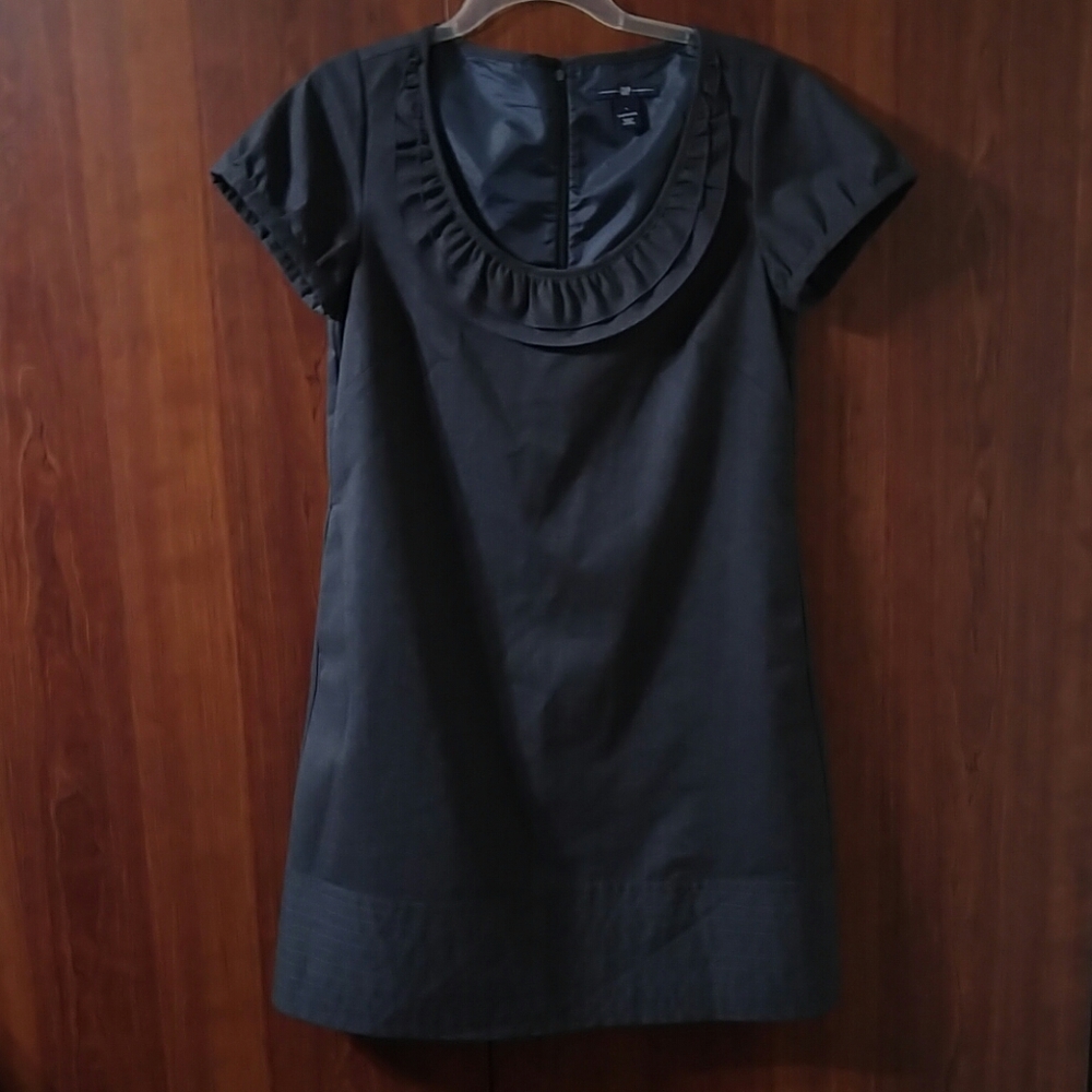 GAP STRETCH GRAY RUFFLE COLLAR WOOL BLEND SHIFT 8